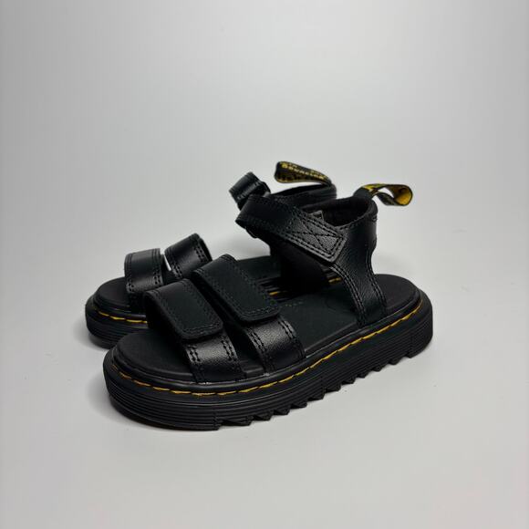 Dr. Martens Junior Klaire Leather Sandals in Black T Lamper - Picture 2 of 9